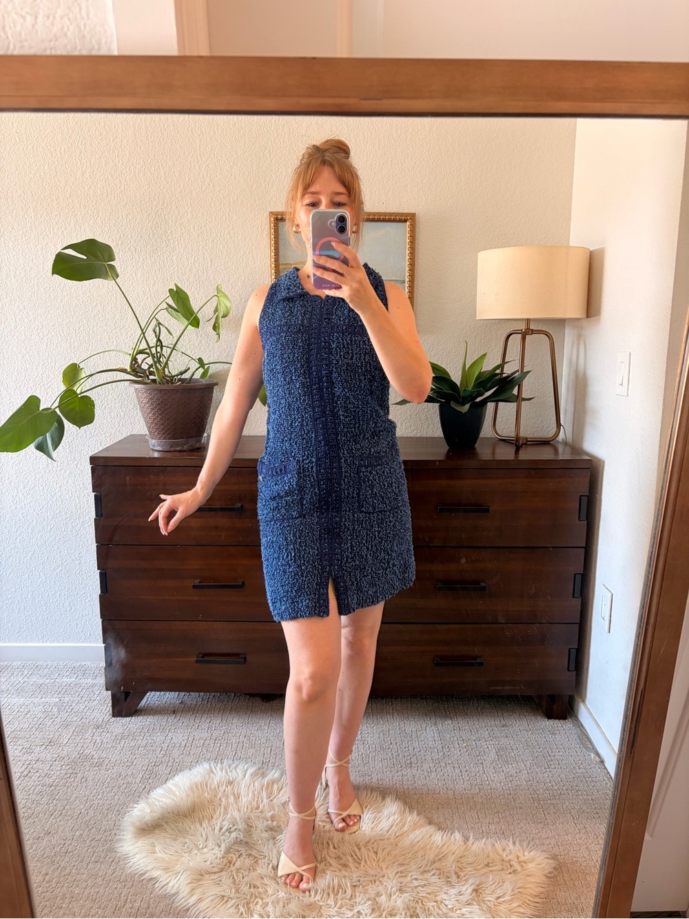 CHANEL Navy Textured Tweed Mini Dress - 38 FR / M / 8 💙 Authentic